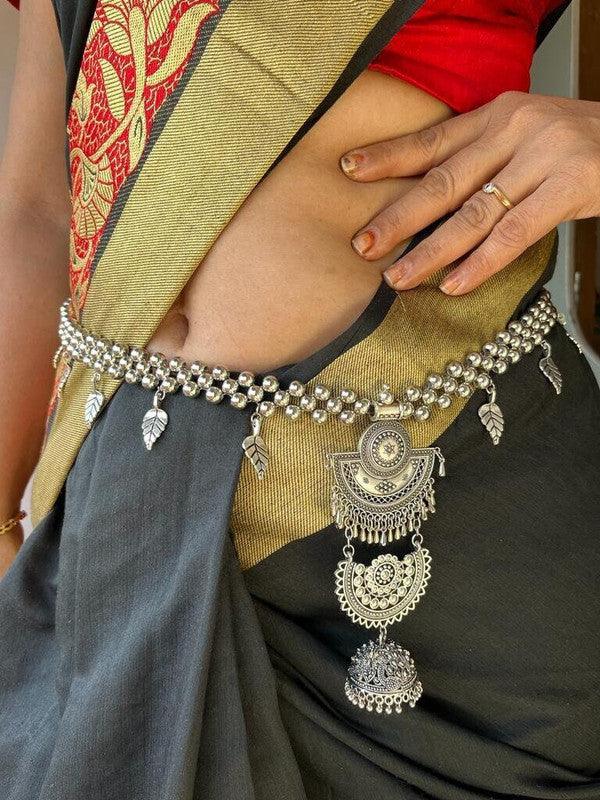Buy Oxidized silver kamarpatta waistbelt belly chain for women
