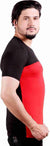 Round Neck Multicolour Block Black-Red T-Shirt