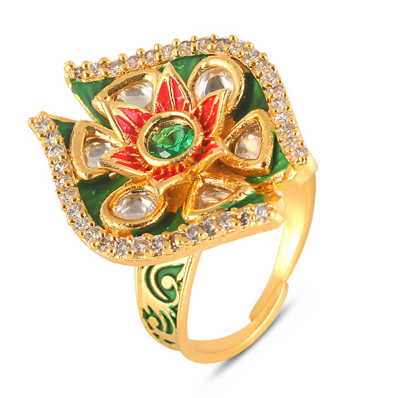 Buy Vshine Adjustable Ring Flower Shaped Fashionable Traditional Ethnic Am  Online Sale India