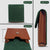 CANVAS & AWL Canvas & Genuine Leather Unisex Card Holder Pocket Sized Slim Minimalist Wallet Business Card Case (Green & Tan)